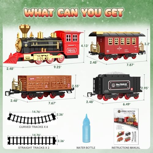 Hot Bee Train Set, Train Toys with Smoke, Lights, Sound and Train Tracks