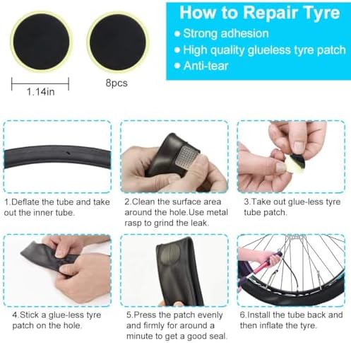 Chumxiny Bike Repair Kit Contains 16-in-1 Tool, 120Psi Mini Bicycle Pump, Tire Patch, Used for Mountain/Road Bike.