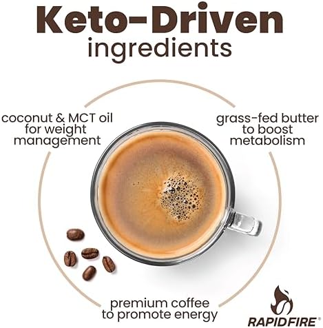 Rapidfire Caramel Macchiato Ketogenic High Performance Keto Coffee Pods, Supports Energy & Metabolism, Weight Management, Single Serve K Cup, Brown, 16 Count