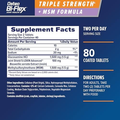 Osteo Bi-Flex Triple Strength Glucosamine Supplement with MSM, 80 Count