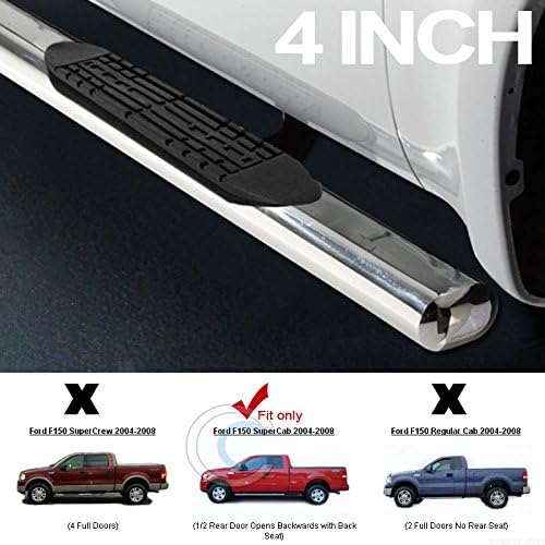 4" OVAL S/S CHROME SIDE STEP NERF BARS running board Compatible with 04-08 F150 SUPER/EXT CAB