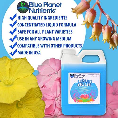 Bloom Booster Fertilizer Liquid PK Enhancer - Blue Planet Nutrients Liquid Blue for Bigger Flowers & Yields - Quart