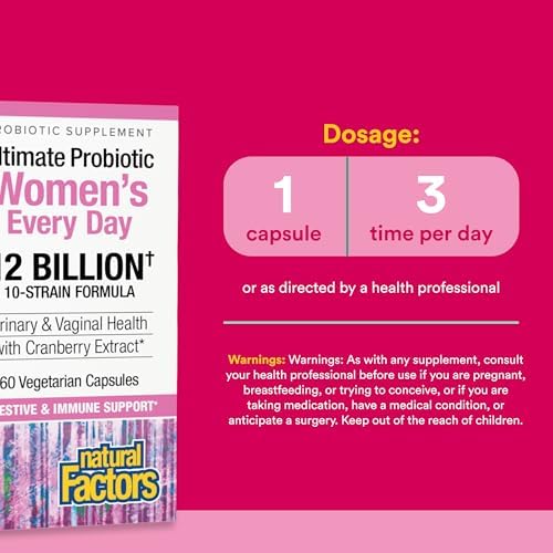 Natural Factors Ultimate Probiotic Women's Every Day - Digestive Health Support Supplement - Probiotic Supplement for Urinary Tract & Vaginal Health