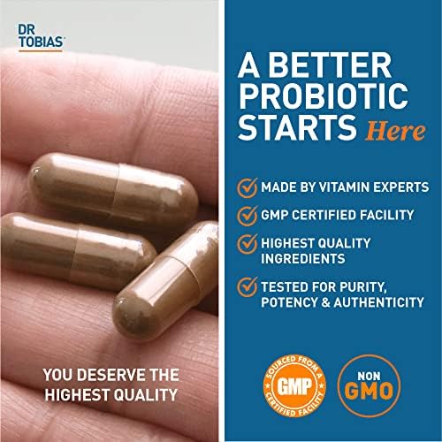 Dr. Tobias Probiotics 30 Billion CFU 30 Capsules | Gut Health Support | Daily Digestive Support | 10 Probiotic Strains | Targeted Release Probiotics for Women & Men | Shelf Stable | 30 Servings