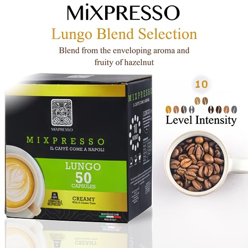 Mixpresso Classe Coffee Espresso Capsules Compatible With Nespresso Original Brewers, Single Cup Coffee Pods 100% from Italy, Medium Roast 80% Arabica Espresso, 50 Count Coffee Capsule Intensity 8/12 | 50 Count Single Cup Coffee Pods Compatible With Nesp…