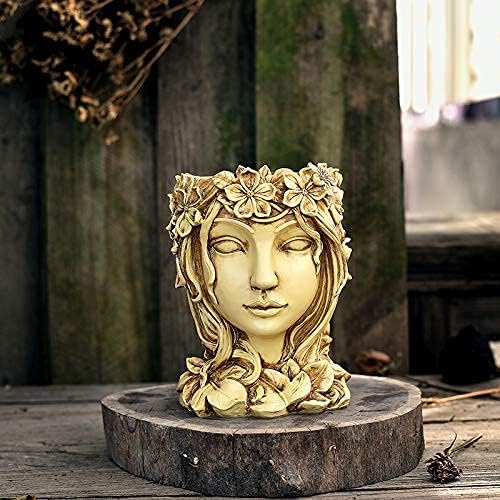 Head Planter Face Flower Pot Goddess Statue Planter Girl Portrait Container