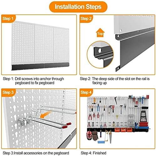 TORACK 109 PCS Pegboard Wall Organizer 48x24 in, Garage Metal Pegboard