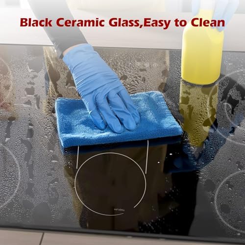 Electric Cooktop 36 Inch 5 Burners, 220~240V, Built in Electric Stove Top, 8400W Radiant Ceramic Cooktop with Hardwired, Touch Control, Child Lock