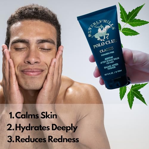 Beverly Hills Polo Club Classic Soothing After Shave for Men | Authentic Musk & Woody Scent | Calms & Refreshes Skin, Long-Lasting | 5oz Travel Size