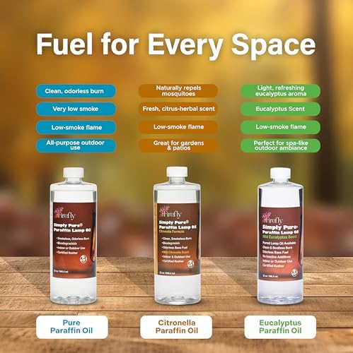 Firefly - Premium Paraffin Lamp Oil 32 oz - Smokeless Indoor Fuel | Eucalyptus Scent, Kosher Certified, Wick Fed Lamps, Lantern And Candle Use