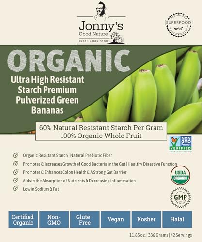 Jonnys Good Nature Organic Ultra High Resistant Starch Premium Green Banana Flour | On Average [10x's] More Prebiotic Fiber Per Gram Than Other
