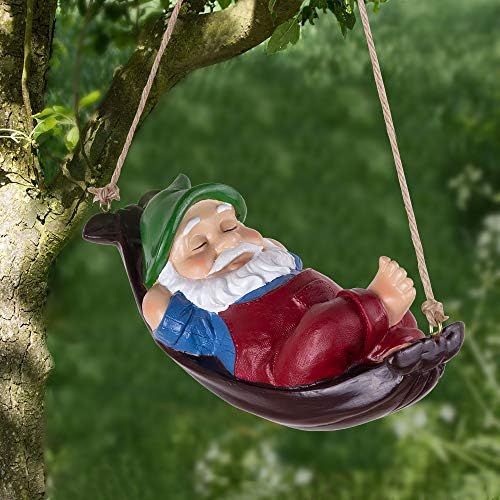 Gnomes Yard Decorations Outdoor Cute Resin Hammock Gnome Hanging Statues Garden Decor Backyard Art