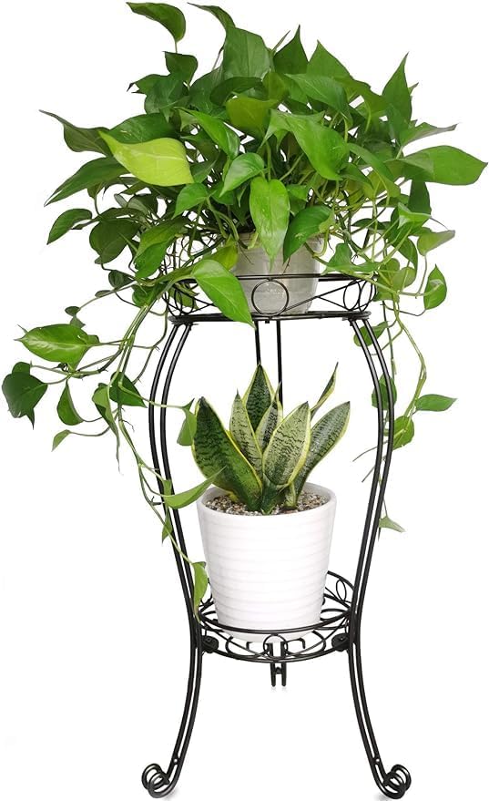 TREEZITEK 11.8 inches Diameter Tall Metal Plant Stand for Indoor or Outdoor, Heavy Duty Flower Pot Stand Rack Holds Big Heavy Plants