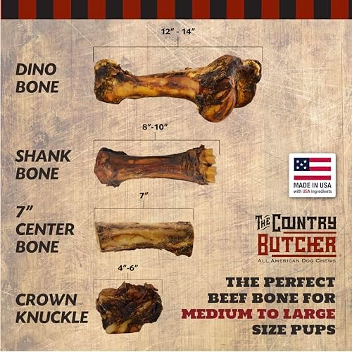 THE COUNTRY BUTCHER Crown Knuckle Beef Dog Bones, Natural Chew, USA, 4 Ct