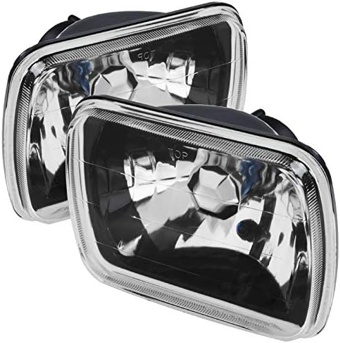 Fits 7X6 Black Clear Square Replacement Headlights Lamps H4 H6054 Conversion Kit