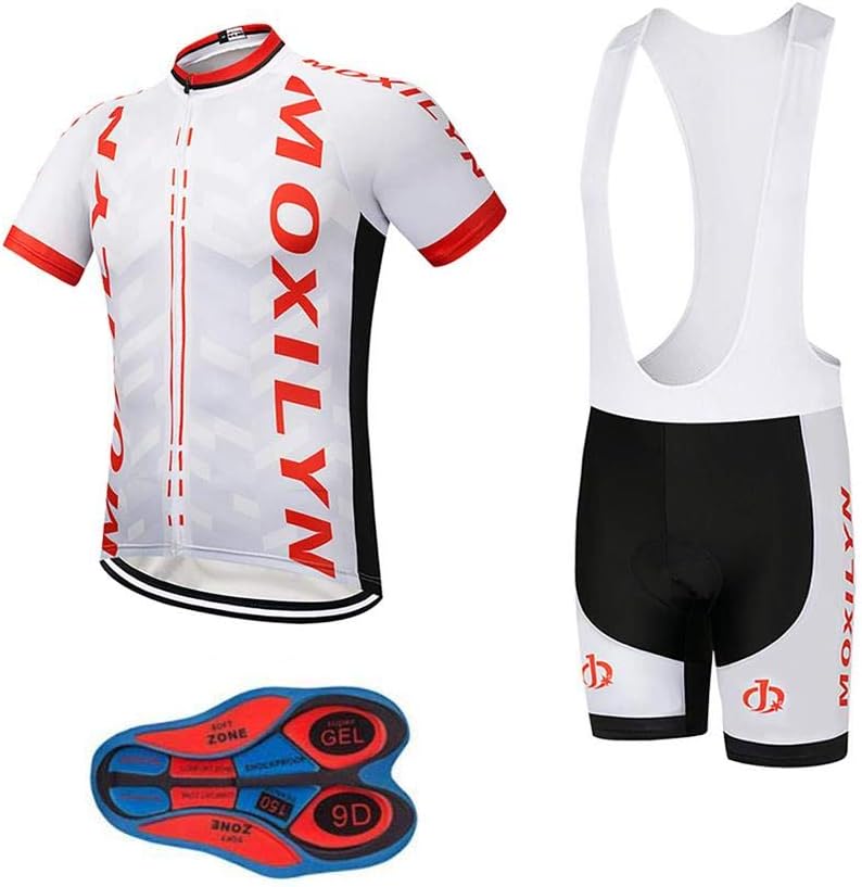 Men's Quick-Dry Cycling Jersey Set Road Bike Bicycle Shirt + Bib Shorts with 9D Gel Pad MTB Riding Clothing Kit