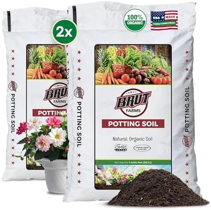 Brut Organic Potting Soil 1 CU FT – Premium Plant Soil with Organic Worm Castings, Trace Minerals & Perlite – Chemical-Free