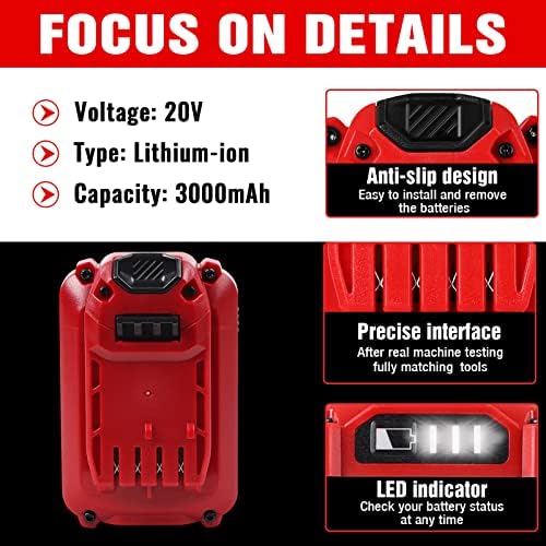 TenHutt 【Uprade】 2 Pack 20V 3.0Ah Replacement Battery for Craftsman 20V Battery V20 Lithium ion CMCB205 CMCB204 CMCB206 CMCB202 CMCB201 20V