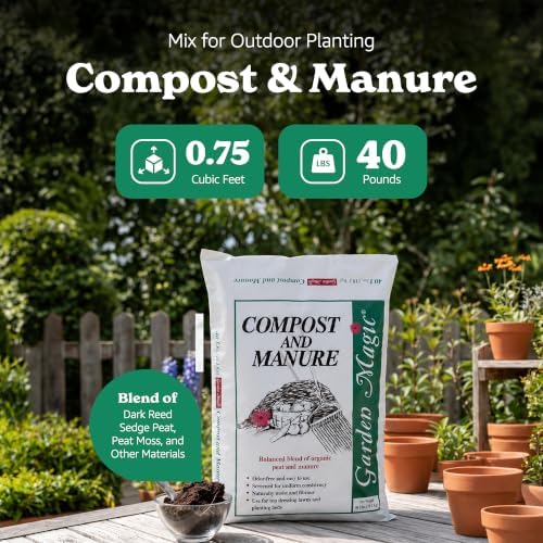 Michigan Peat Garden Magic Odor-Free Compost & Manure Blend, 40 lb | Outdoor Lawn and Gardeniing Mixture with Nutrients and Minerals for Soil Potting and Planting