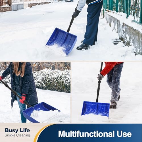 Yocada Snow Shovel for Driveway Home Garage Snow Removal 55 inch Long | with D-Grip Handle Aluminum Strip Large Capacity Shovel for Garden Car