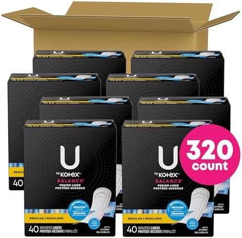 U by Kotex Balance Daily Panty Liners, Wrapped, Light Absorbency, Regular Length, 50 Count (Packaging May Vary)