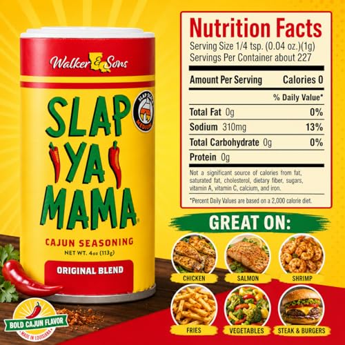 Slap Ya Mama Original Cajun Seasoning, 4 oz | one 4 oz canister of Original Blend Cajun seasoning for chicken, seafood, vegetables, grilling
