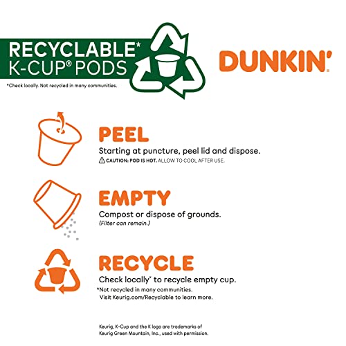 Dunkin’ Decaf Medium Roast Coffee, Keurig K-Cup Pods, 60 Count