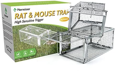 Kensizer Humane Rat Trap, Small Mouse Traps 10.5" L x 5.5" W x 4.5" H | Chipmunk Rodent Trap, Indoor and Outdoor, Mouse Voles Hamsters, Live Cage Catch and Release, 1-Pack
