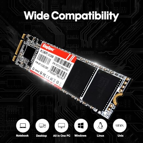 KingSpec 1TB M.2 SATA III 2280 SSD, NOT for NVMe Slots | SATA3 6Gb/s, B+M Key, Up to 550MB/s, Internal Solid State Drives for Laptop / Desktop Upgrades