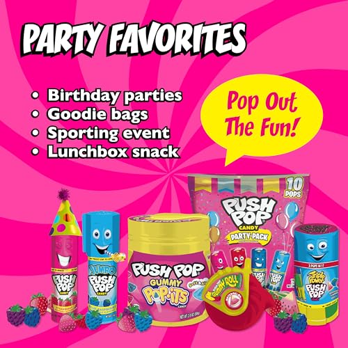 Push Pop Gummy Roll Candy Gummies 8 Ct Individually Wrapped Gummies
