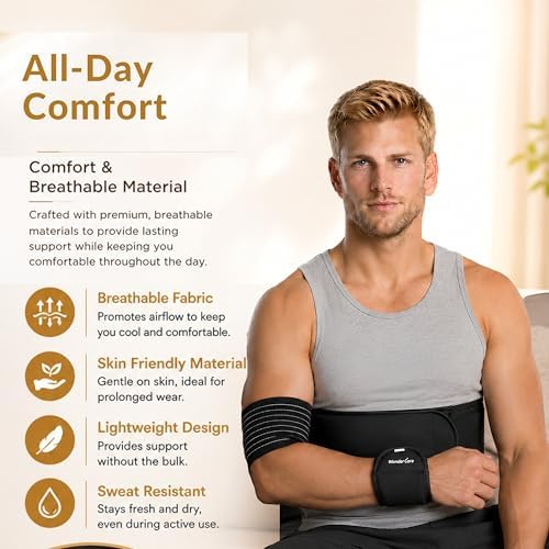 Wonder Care-Left Right Shoulder Immobilizer Arm Sling Elastic Brace for Clavicle Collar Bone Dislocation Subluxation Shoulder stabilizer Compression Brace After Rotator Cuff Surgery - Black-Size 4