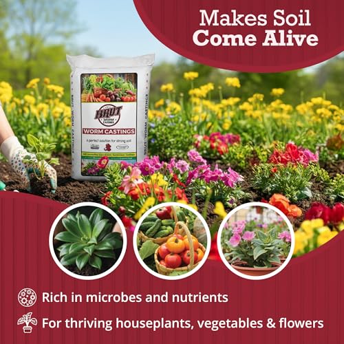 Brut Worm Farms Organic Worm Castings, Natural Fertilizer for Plants, 30 lb | Mineral-Rich Potting Mix Additive & Plant Food for Indoor Outdoor Plants, Compost, Soil Health & Garden Growth