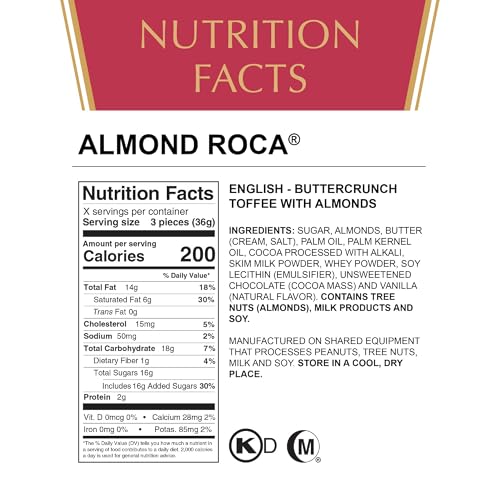 Brown & Haley Roca Chocolate Caramel Buttercrunch Toffee - 5 oz | Caramel Buttercrunch Toffee with Almonds & Sea Salt - Individually Wrapped - Gluten Free, Kosher - Gifts and Sharing