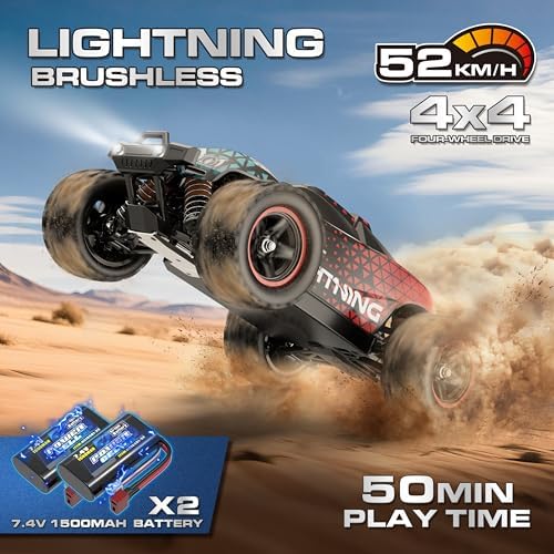 1:14 Scale All Terrain RC Cars for Adults & Boys (HS14323), Max Fast 40+ KPH, 4WD Off-Road RC Truck for Snow & Sand & Mud, 4X4 Waterproof Remote Control Car with 2 Rechargeable Batteries