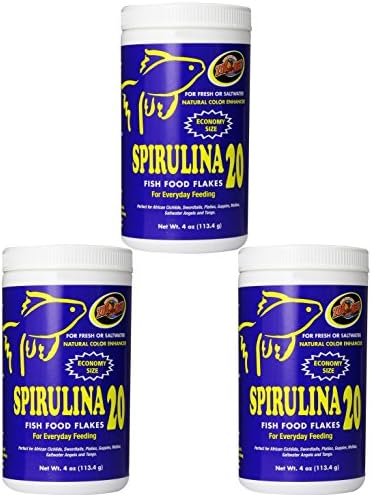 Zoo Med Spirulina 20 Flake Fish Food, 4-Ounce (3 Pack)