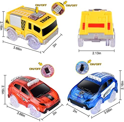 Tracks Cars Only Replacement, Flex Track Race Cars Glow in the Dark with 5 Flashing LED Lights