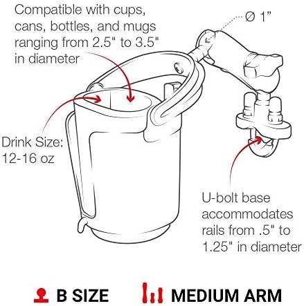 RAM Mounts Motorcycle Level Cup Holder with U-Bolt Handlebar Mount | Self-leveling cup holder with B Size 1" ball for motorcycles, ATVs and boat rails
