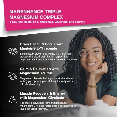 MagEnhance Magnesium Complex, Magtein® L-Threonate, Glycinate for Sleep | Magtein® L-Threonate, Glycinate & Taurate for Sleep, Brain Health