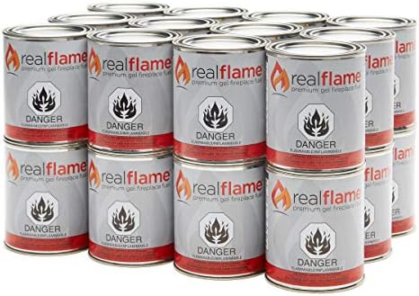 Real Flame Gel Fuel Cans - 12-Pack - Gelled Isopropyl Alcohol for Indoor or Outdoor Fireplaces