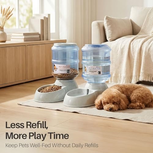 Flexzion Gravity Pet Feeder, Dog and Cat Food Dispenser, 1-Gallon Capacity | Self-Replenishing Dry Food Station with Non-Skid Feet and a Carry Handle; Holds Approximately 4-6 Lb Of Kibble
