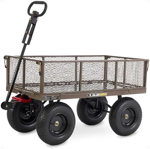 Gorilla Carts Steel Utility Garden Cart, 1200 lb. Capacity, 5 Cu Ft, Grey | 1
