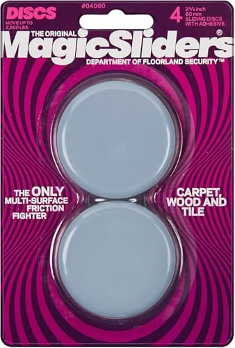 Magic Slider 4-Piece Set, 60mm Round Surface Protectors, Grey, 2-3/8" RND Slide Discs – Premium Furniture Floor Protectors for Hardwood, Tile, Vinyl & Carpet|Pack of 1