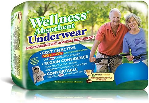 Unique Wellness-Absorbent Underwear (Pull-Ups) Size Medium (19"–30" Waist) 16 Count, Made in USA