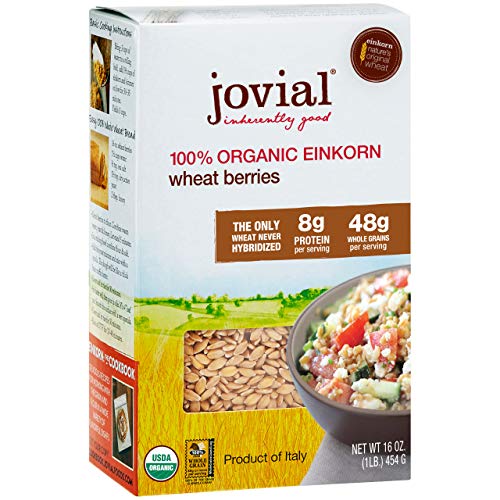 Jovial Einkorn Wheat Berries | 100% Organic Einkorn Wheat Berries | High Protein | Non-GMO | USDA Certified Organic | Product of Italy | 16 oz (12