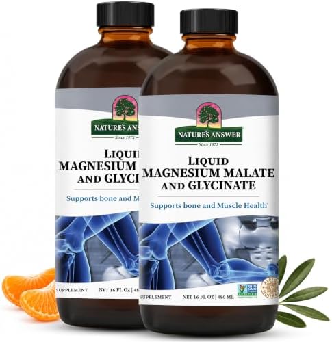 Natures Answer, Magnesium Glycinate Liquid, 16 Fl Oz | Supports Healthy Bone, Muscle and Cardiovascular Function, Gluten-Free, Vegan
