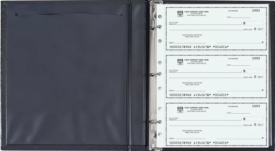 EGP Duplicate Deskbook Checks Cover, 3 Rings, 7 7/8 x 9, Black