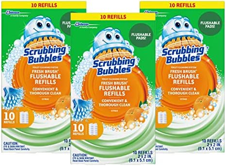 Scrubbing Bubbles Fresh Brush Flushable Refills - Citrus Action Scent - 10 Count Flushable Refills Per Box - Pack of 3 Boxes