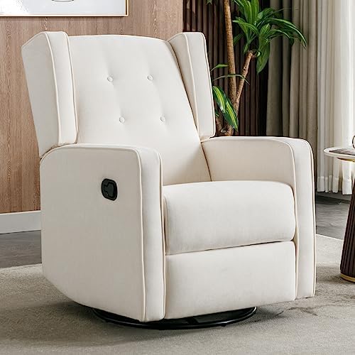 CANMOV Swivel Rocker Recliner Chair, Nursery Glider Chair, Nursery Rocking Chairs, Manual Reclining Chair, Grey