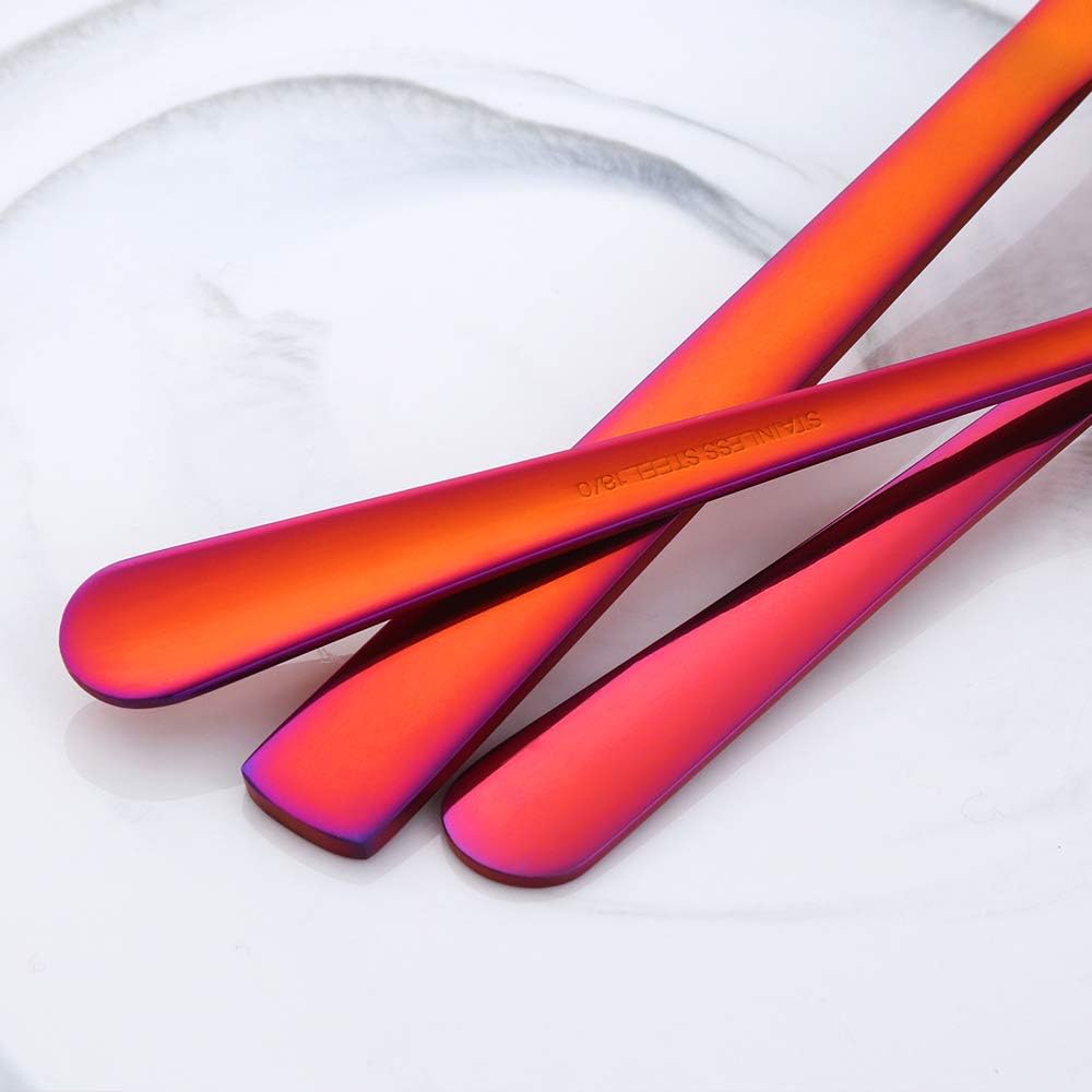 BuyGo Rainbow Silverware Set Flatware Set Stainless Steel Colorful Dinnerware Set 16-Piece Multicolor Cutlery Set, Service for 4