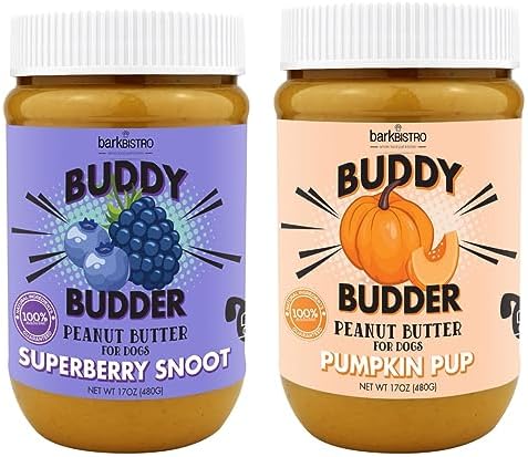 BUDDY BUDDER, Ruff Ruff Raw, Natural Dog Peanut Butter, Dog TreatMade in USA, (17 oz Jars)